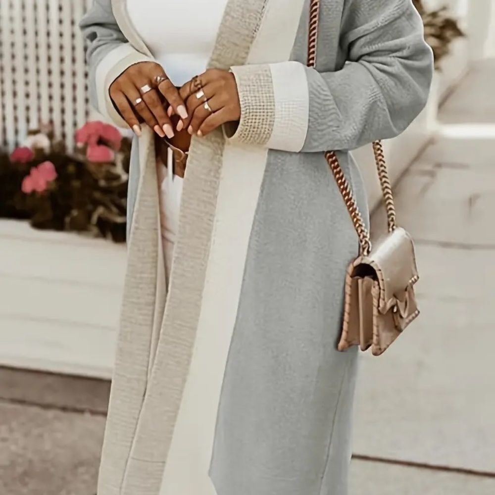 Cardigan Color-Block Long Sleeve Open Front Cardi… - image 3